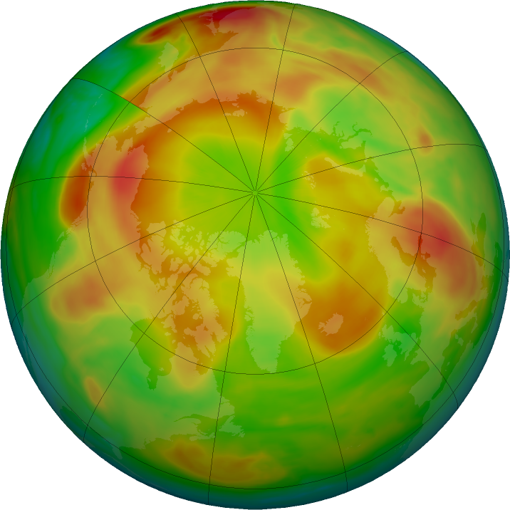 Arctic ozone map for 08 April 2021